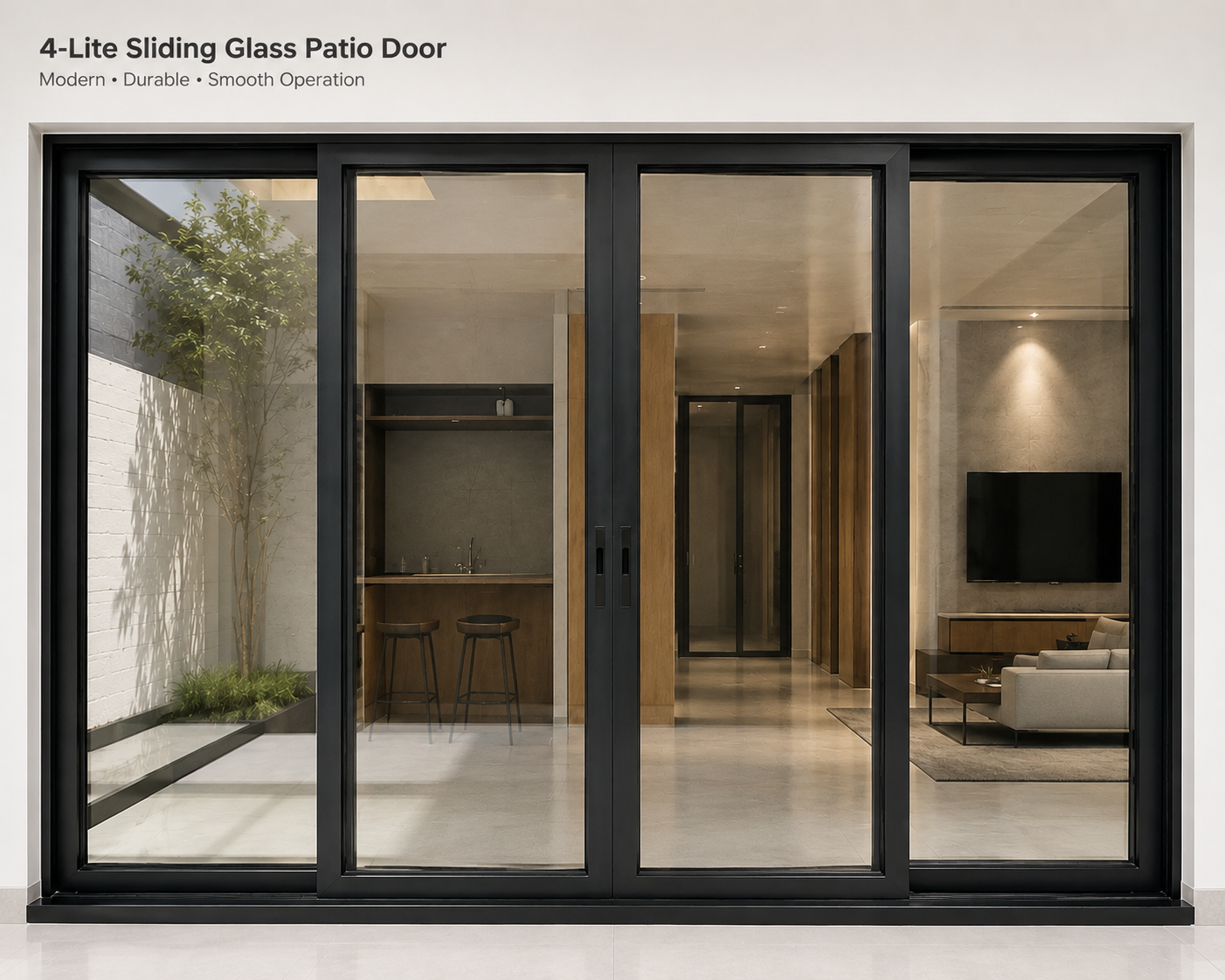 Aluminum 4-Lite Sliding Glass Patio Door