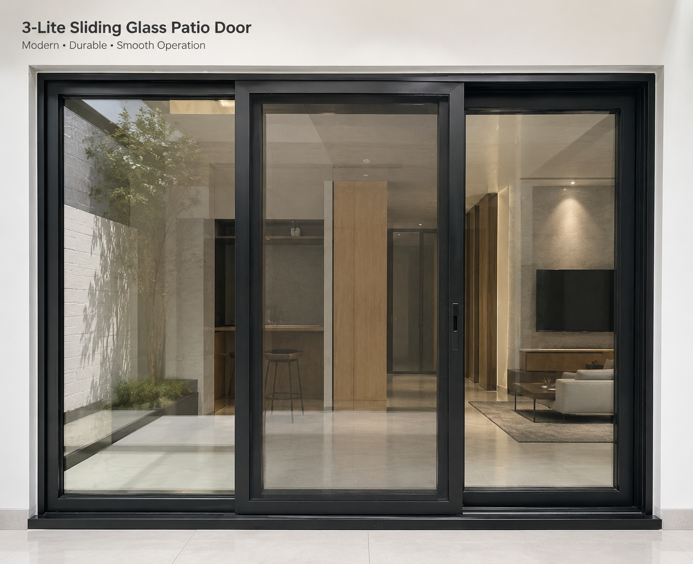 Aluminum 3-Lite Sliding Glass Patio Door